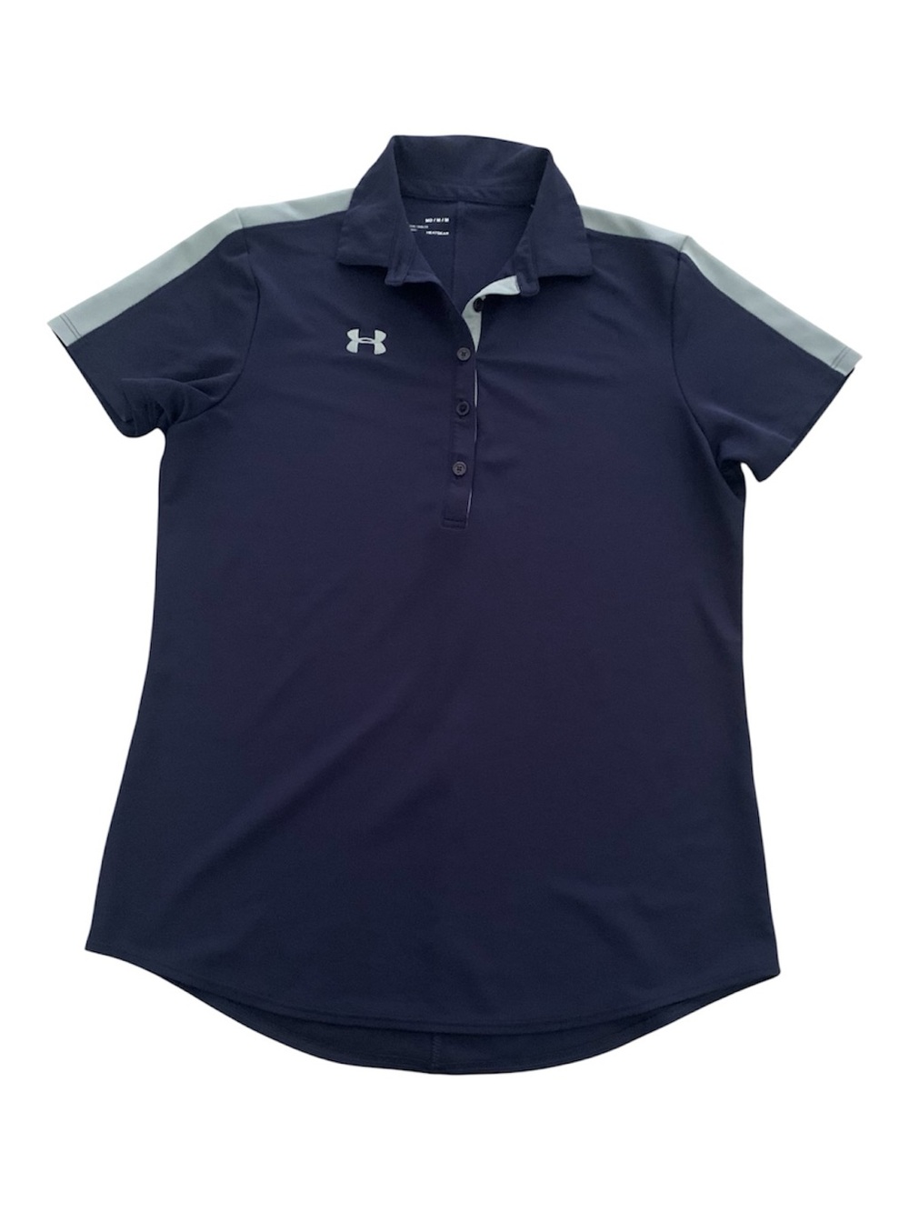 Under Armour Navy Polo with Light Gray Shoulder Stripes